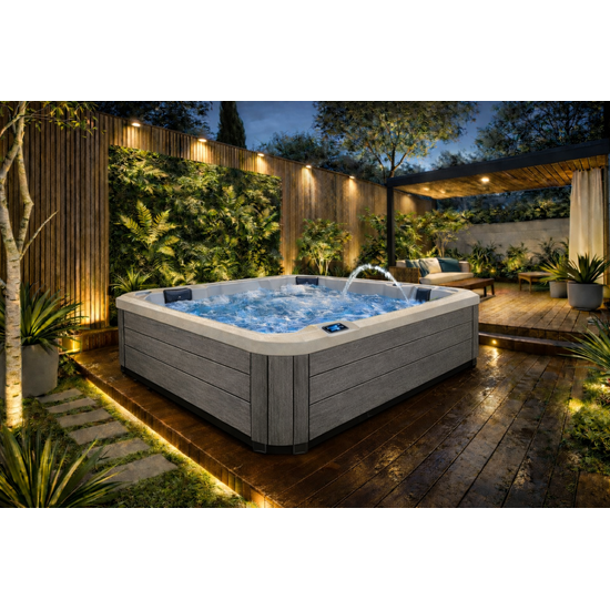Wellness Tub Ultimate ECO Spa 001 - Energiezuinige en Luxe 5-Persoons Jacuzzi - Light Grey