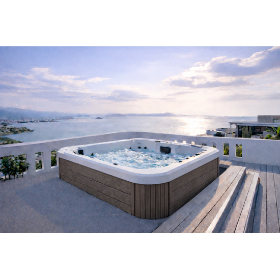 Wellness Tub Ultimate ECO Spa 005 - Energiezuinige en Luxe 7-Persoons Jacuzzi - Teak