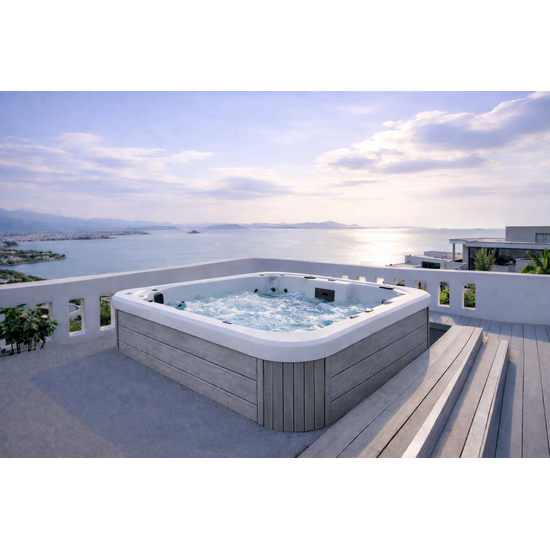 Wellness Tub Ultimate ECO Spa 005 - Energiezuinige en Luxe 7-Persoons Jacuzzi - Light Grey