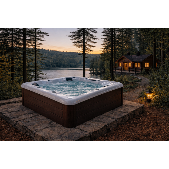 Wellness Tub Infinity Spa 001- Energiezuinige en Luxe 6-Persoons Jacuzzi - Brown