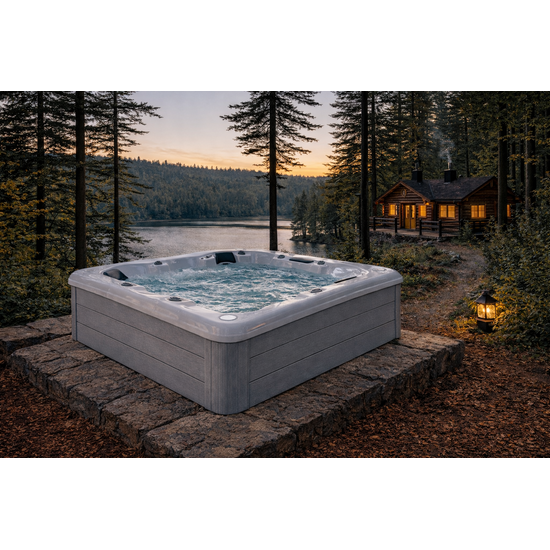 Wellness Tub Infinity Spa 001- Energiezuinige en Luxe 6-Persoons Jacuzzi - Light Grey