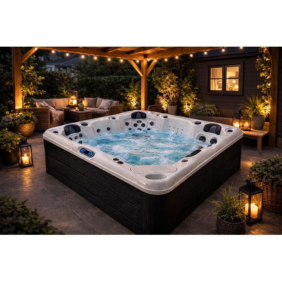 Wellness Tub Infinity Spa 002- Energiezuinige en Luxe 5-Persoons Jacuzzi - Dark Grey