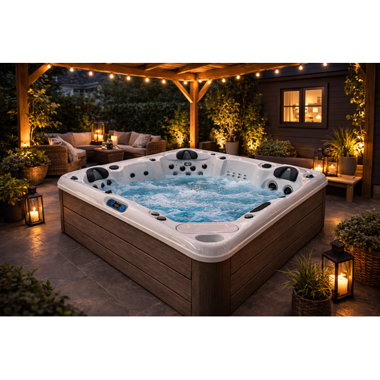 Wellness Tub Infinity Spa 002- Energiezuinige en Luxe 5-Persoons Jacuzzi - Teak