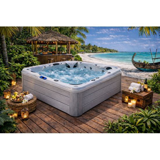 Wellness Tub Infinity Spa 003 – Luxe en Krachtige 6-Persoons Jacuzzi met 107 Jets – Light Grey
