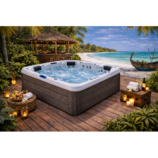 Wellness Tub Infinity Spa 003 – Luxe en Krachtige 6-Persoons Jacuzzi met 107 Jets – Teak