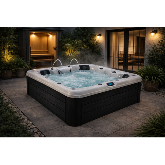 Wellness Tub Infinity Spa 006 - Luxe en Energiezuinige 3-Persoons Jacuzzi - Dark Grey