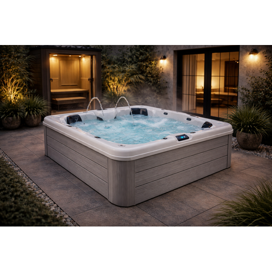 Wellness Tub Infinity Spa 006 - Luxe en Energiezuinige 3-Persoons Jacuzzi - Light Grey