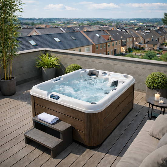 Wellness Tub Infinity Spa 007 – Luxe en Compacte 2-Persoons Jacuzzi – Teak