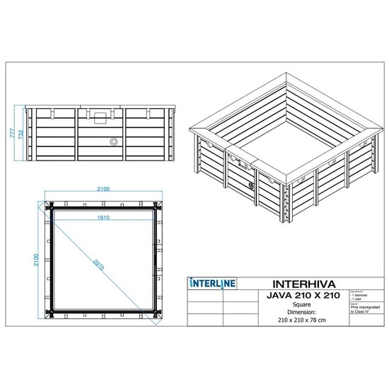 Interline  Interline Java 2,10x2,10m - 78cm  Premium Pakket