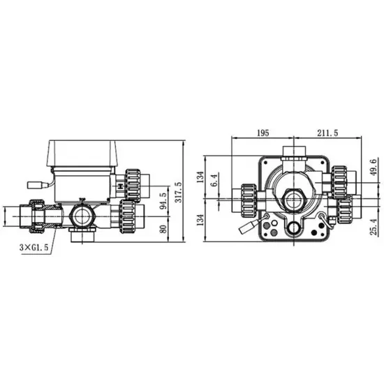 iWash Universele automatische 6-wegklep voor filters met zij-aansluiting iWash