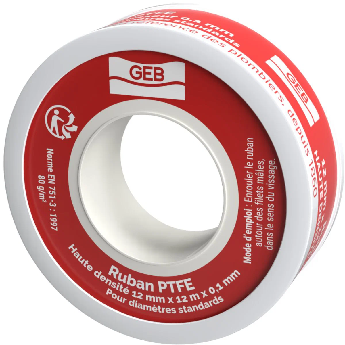 GEB Pool hoge dichtheid PTFE-tape | 12 mm x 12 m x 0,1 mm - GEB