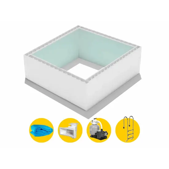 W'eau High Density Polystyreen Plunge Pool zelfbouwpakket - 2,00 x 2,00 x 1,20 m