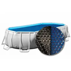 Solar cover ovaal - 488/485 x 305/360 cm (zeilmaat 468 x 278) - Zwart/Blauw - W'eau