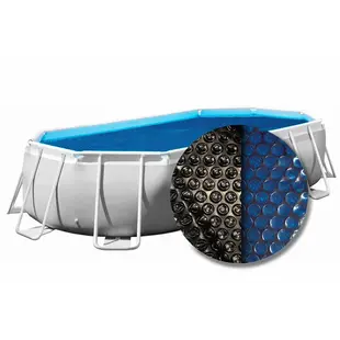 Solar cover ovaal - 488/485 x 305/360 cm (zeilmaat 468 x 278) - Zwart/Blauw - W'eau