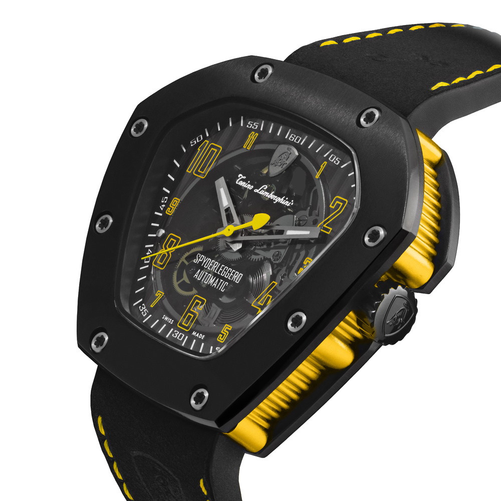 Tonino Lamborghini Spyderleggero Skeleton automatic watch yellow