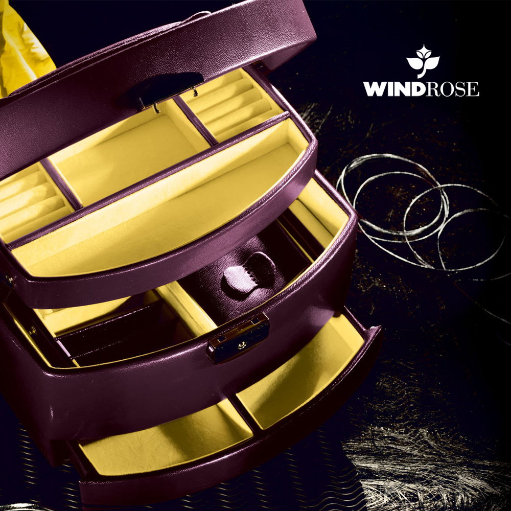 WINDROSE Schmuckschatulle Merino Moda - Aubergine M