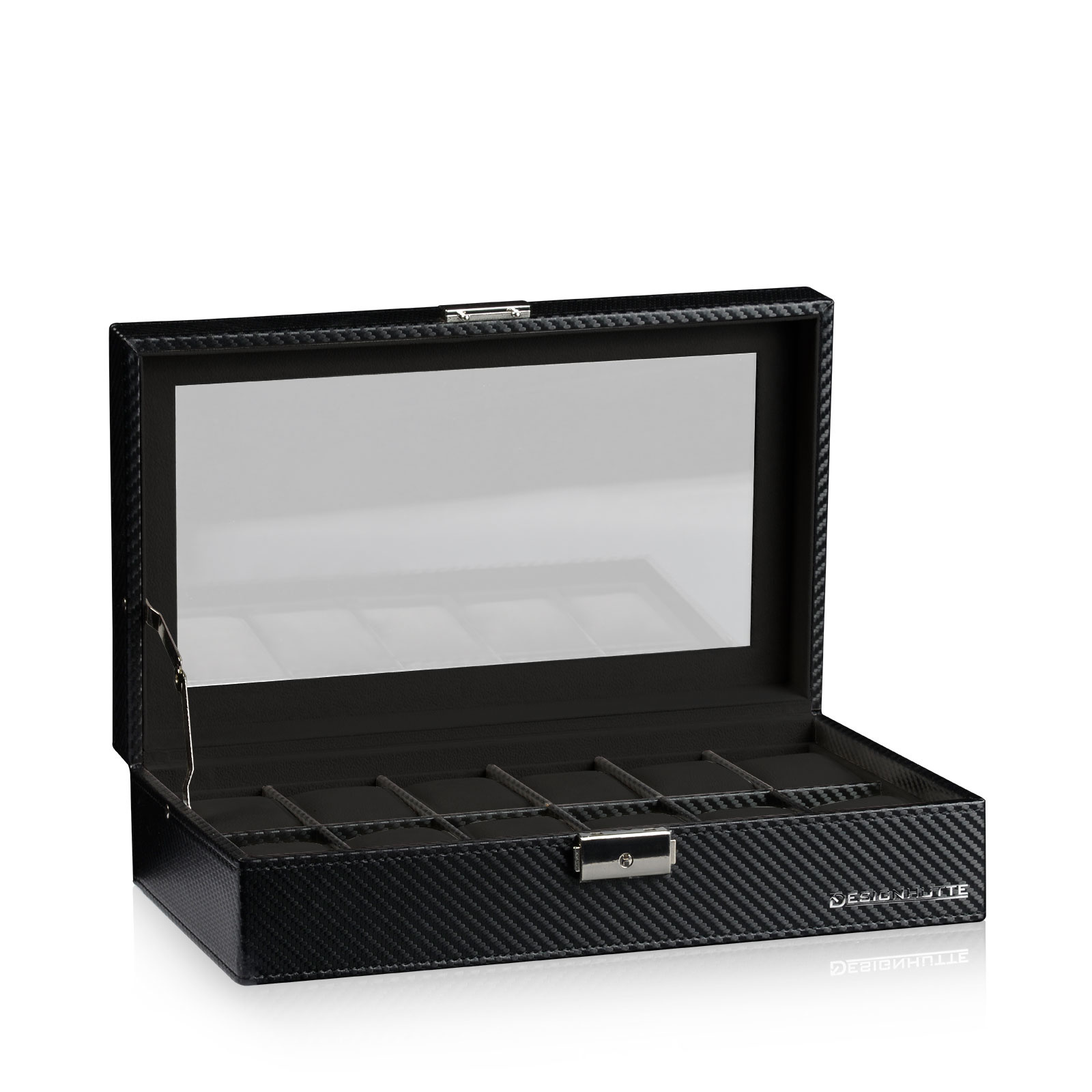 Designhütte  Uhrenbox Boston 12 - Karbon / Schwarz
