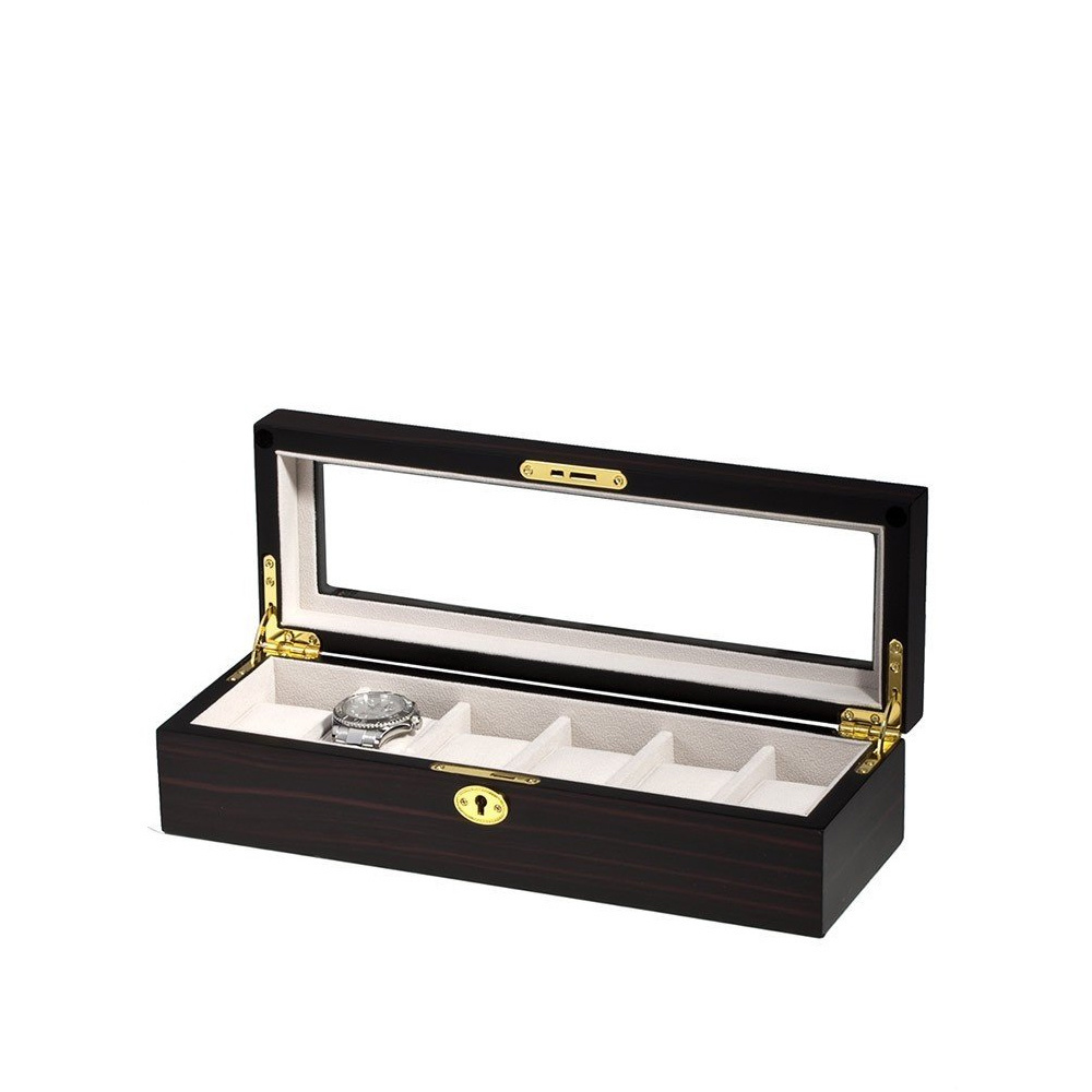LuxTech Uhrfenbox 6 Uhren ebony LT-1087-6E für 6 Uhren