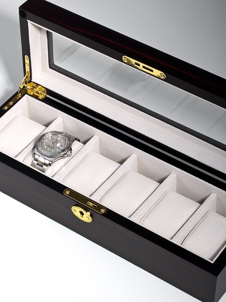 LuxTech Uhrfenbox 6 Uhren ebony LT-1087-6E für 6 Uhren