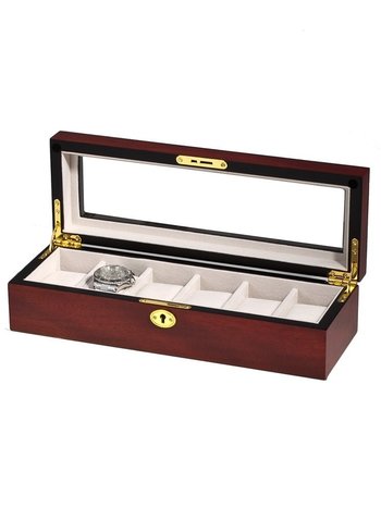 LuxTech Uhrenbox  LT-1087-6C für 6 Uhren cherry
