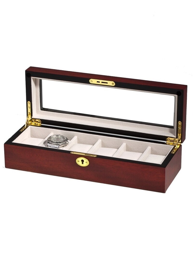 LuxTech Uhrenbox LT-1087-6C für 6 Uhren cherry