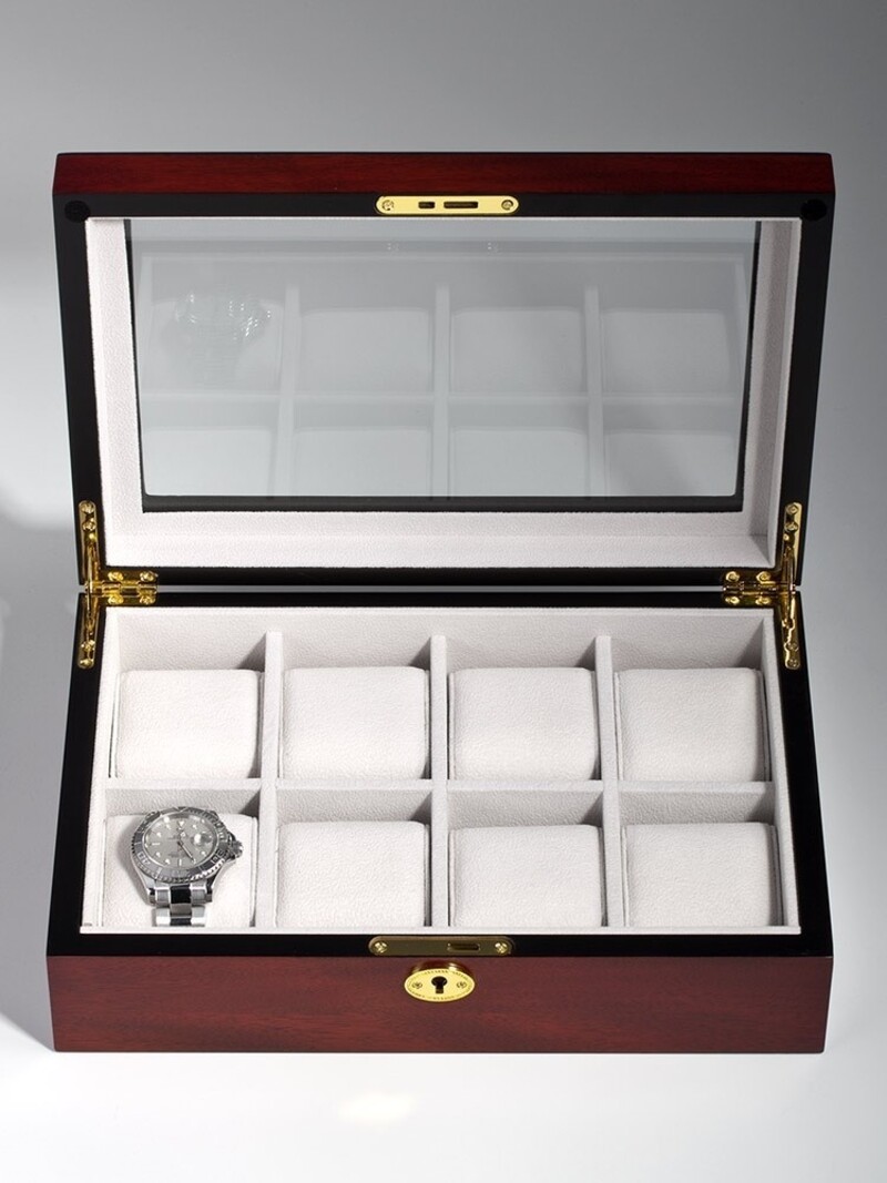 LuxTech Uhrenbox LT-2105-8C für 8 Uhren cherry