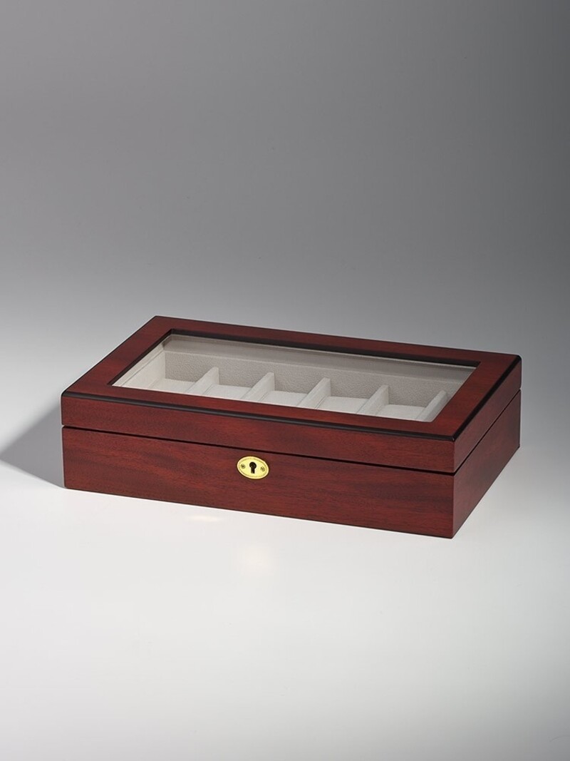 LuxTech Uhrenbox LT-1087-12C für 12 Uhren cherry