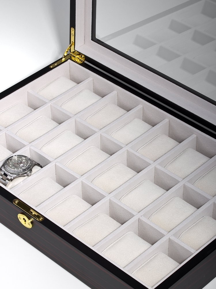 LuxTech  Uhrenbox LT-1087-24E für 24 Uhren ebony