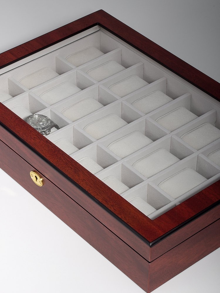 LuxTech   Uhrenbox LT-1087-24C für 24 Uhren cherry