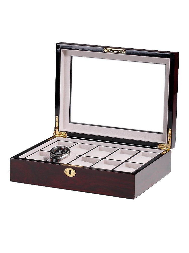 LuxTech  Uhrenkasten LT-2031-DC für 10 Uhren dark cherry