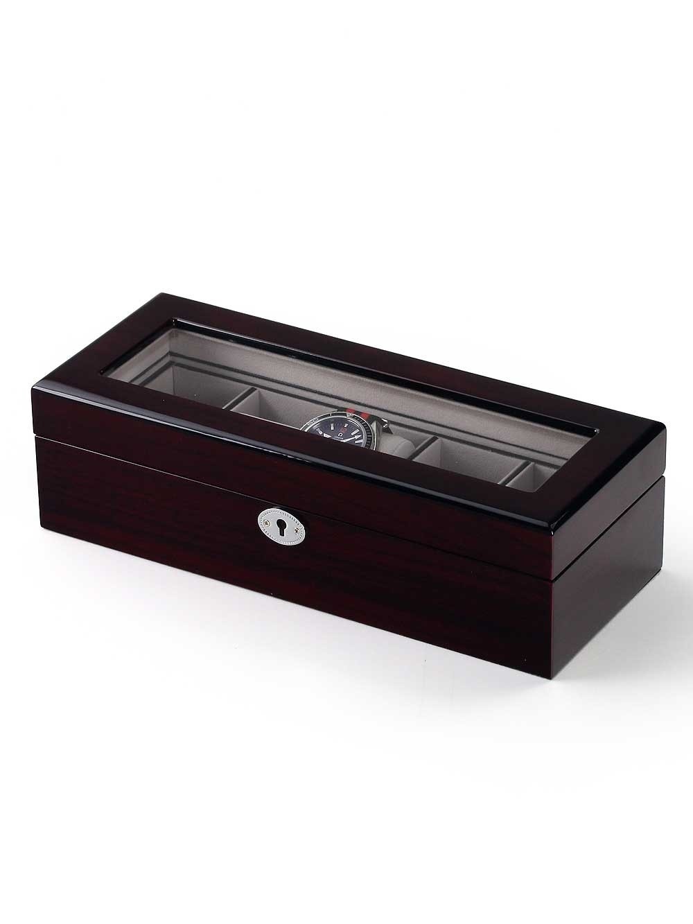 LuxTech Uhrenbox LT-2030-5C für 5 Uhren cherry