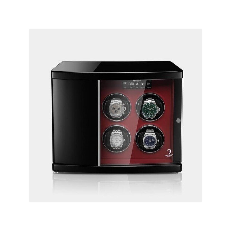 Modalo Uhrenbeweger Timeless MV4 für 4 Plus 2 Uhren Schwarz Rot