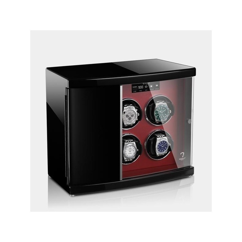 Modalo Uhrenbeweger Timeless MV4 für 4 Plus 2 Uhren Schwarz Rot