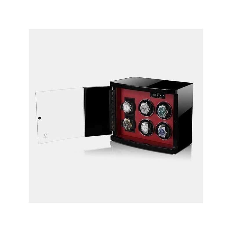 Modalo Uhrenbeweger Timeless MV4 für 4 Plus 2 Uhren Schwarz Rot