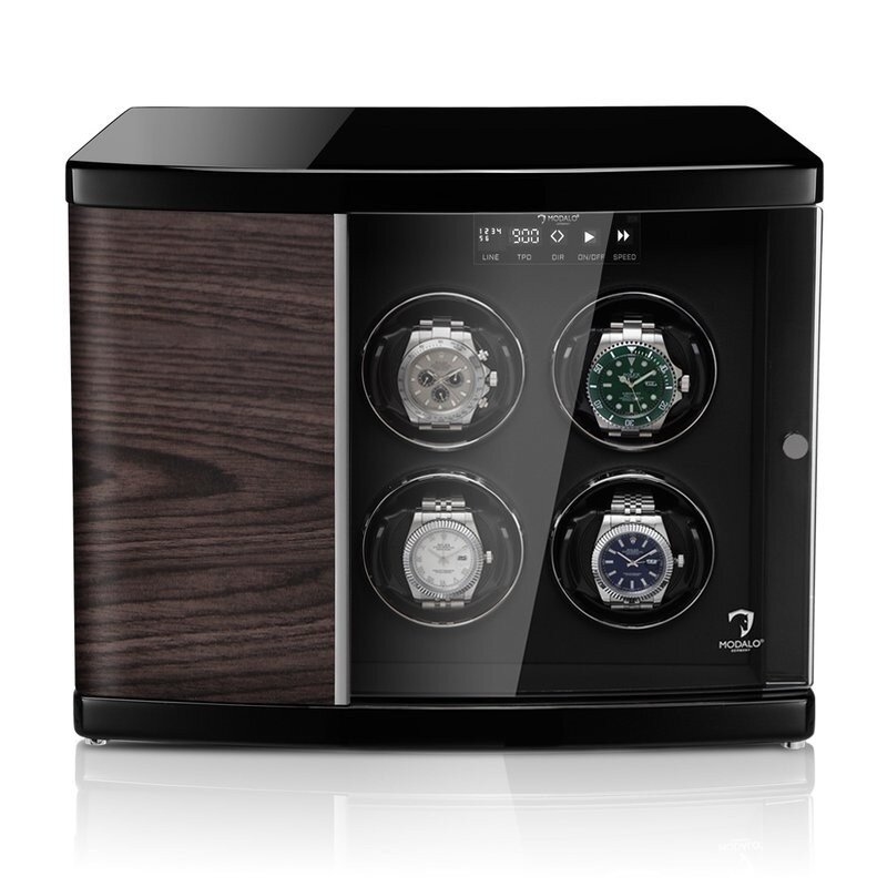 Modalo Uhrenbeweger Timeless MV4 für 6 Uhren schwarzes Makassa