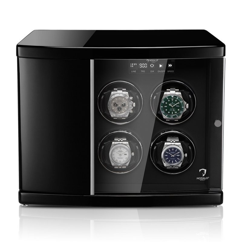 Modalo  Uhrenbeweger Timeless MV4 für 4+2 Uhren Hochglanz Schwarz