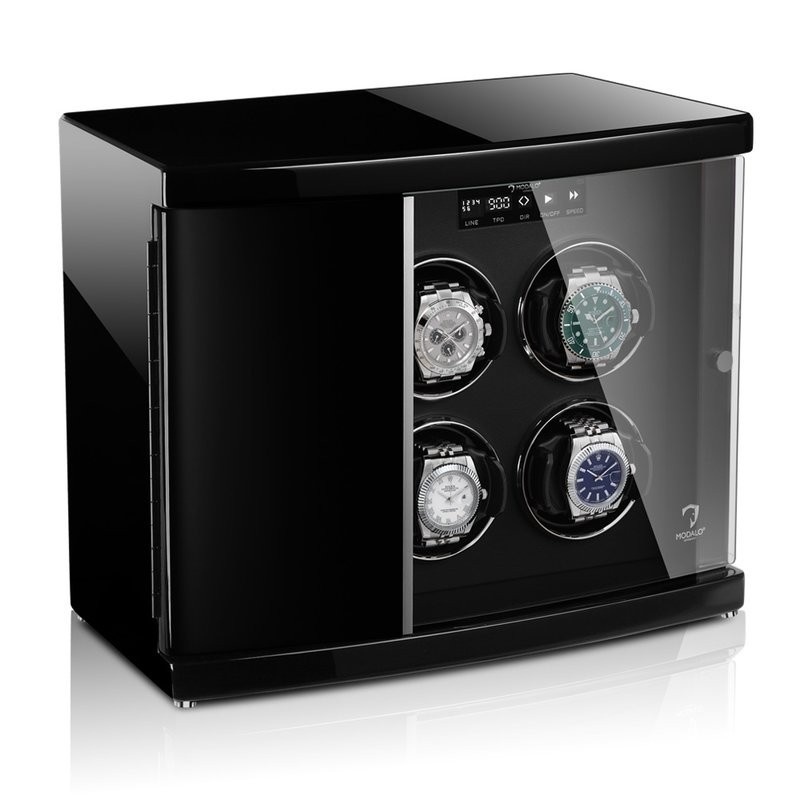 Modalo  Uhrenbeweger Timeless MV4 für 4+2 Uhren Hochglanz Schwarz