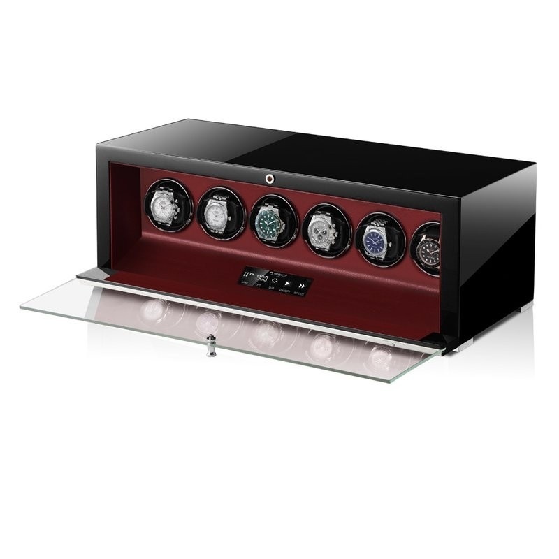 Modalo  Uhrenbeweger Clasico MV4 für 6 Uhren schwarz-rot