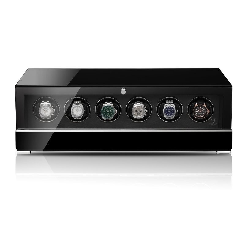 Modalo Uhrenbeweger Clasico MV4 für 6 Uhren Hochglanz-Schwarz