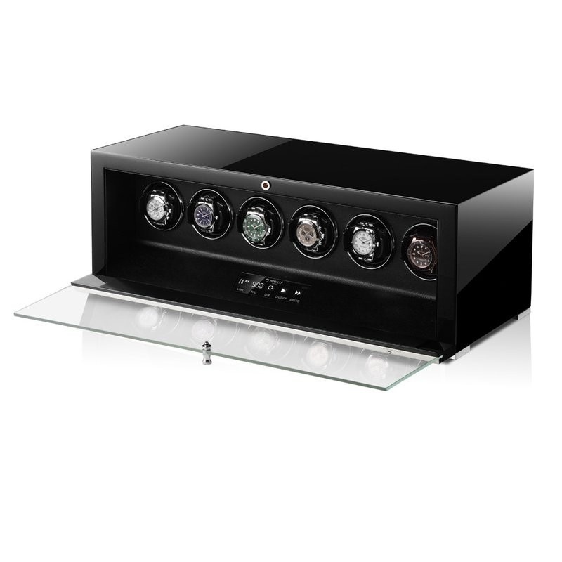 Modalo Uhrenbeweger Clasico MV4 für 6 Uhren Hochglanz-Schwarz