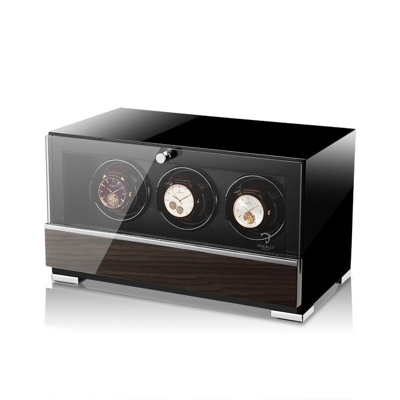 Modalo  Uhrenbeweger Clasico MV4 für 3 Uhren black-makassar-schwarz