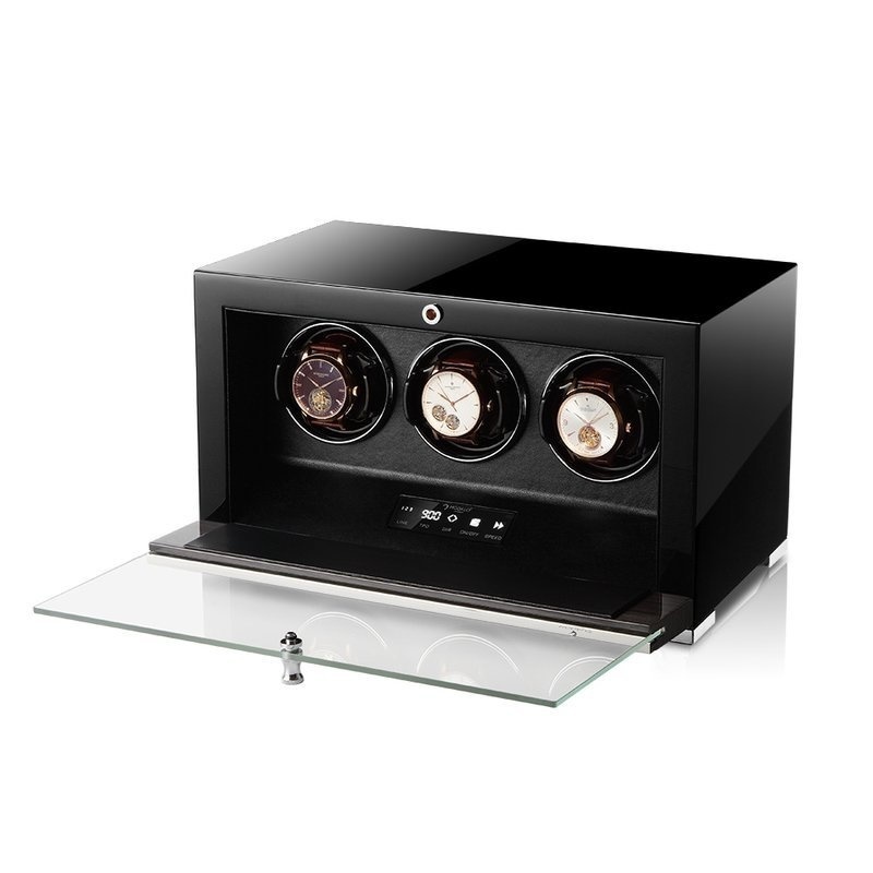 Modalo  Uhrenbeweger Clasico MV4 für 3 Uhren black-makassar-schwarz