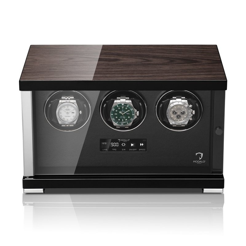 Modalo Uhrenbeweger Showtime MV4 für 3 Uhren Schwarzes Makassar schwarz