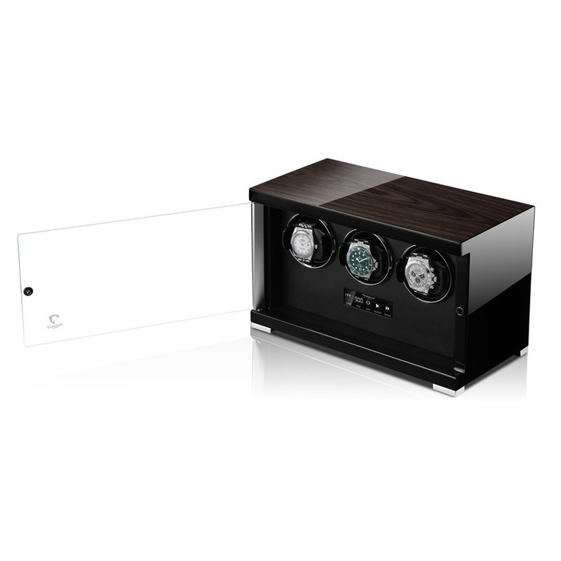 Modalo Uhrenbeweger Showtime MV4 für 3 Uhren Schwarzes Makassar schwarz