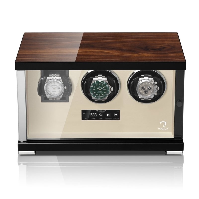 Modalo Uhrenbeweger Showtime MV4 für 2+1 Uhr Walnuss Beige