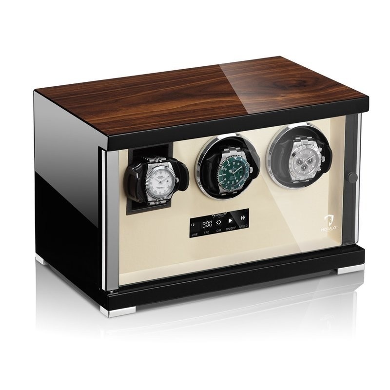 Modalo Uhrenbeweger Showtime MV4 für 2+1 Uhr Walnuss Beige