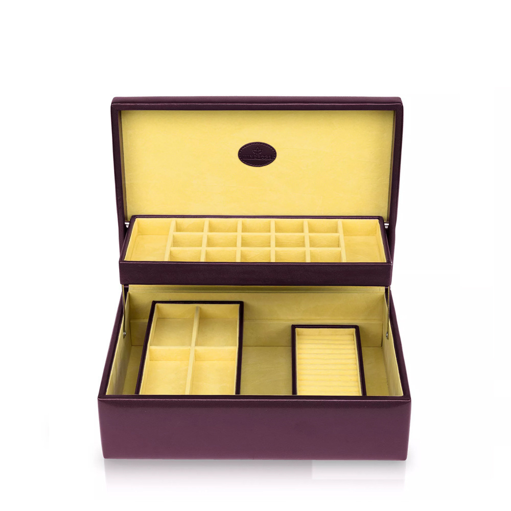 WINDROSE Charms- und Ringbox Merino Moda - Aubergine L