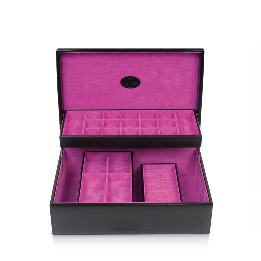 WINDROSE Charms- und Ringbox Merino Moda - Schwarz L