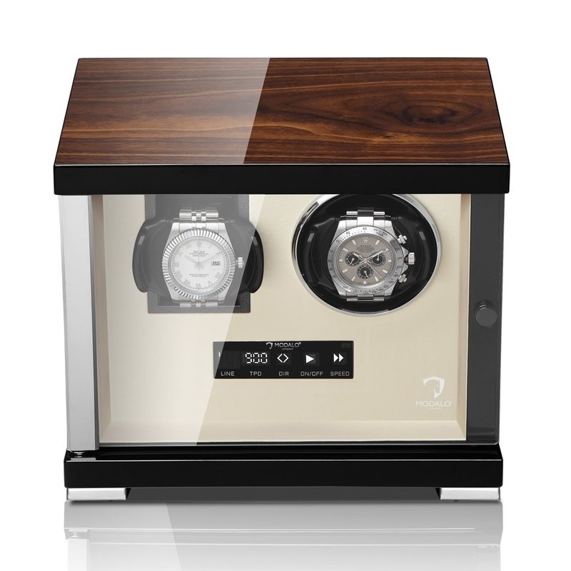 Modalo Uhrenbeweger Showtime MV4 für 1+1 Uhr Walnuss Beige