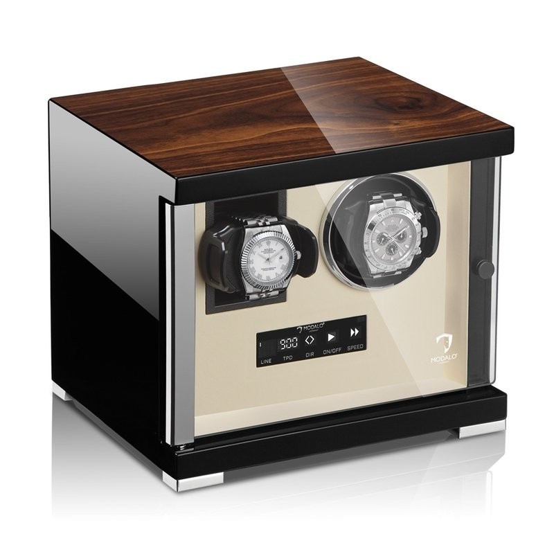 Modalo Uhrenbeweger Showtime MV4 für 1+1 Uhr Walnuss Beige